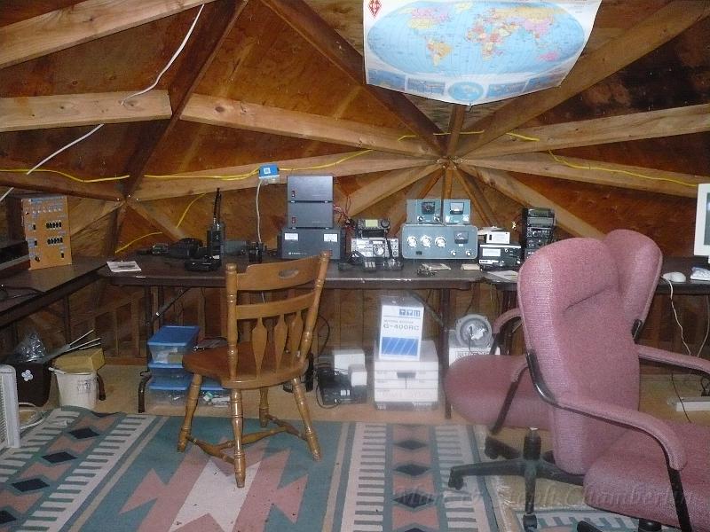 p1000893.jpg - Cupola in the garage. Marc's ham radio station.